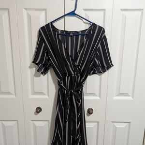 Elegant Black Striped Dress